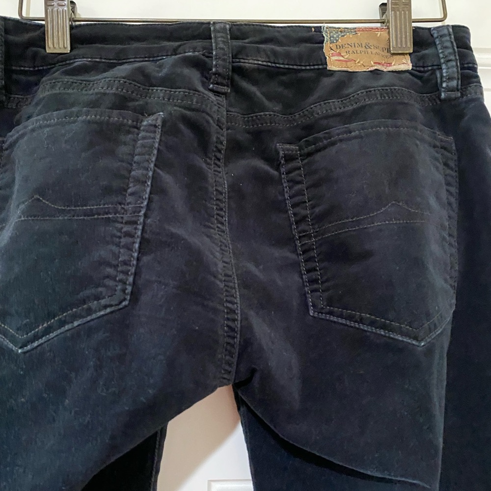 Denim & Supply Ralph Lauren Black Velvet/Jeans with Flag Leather Patch